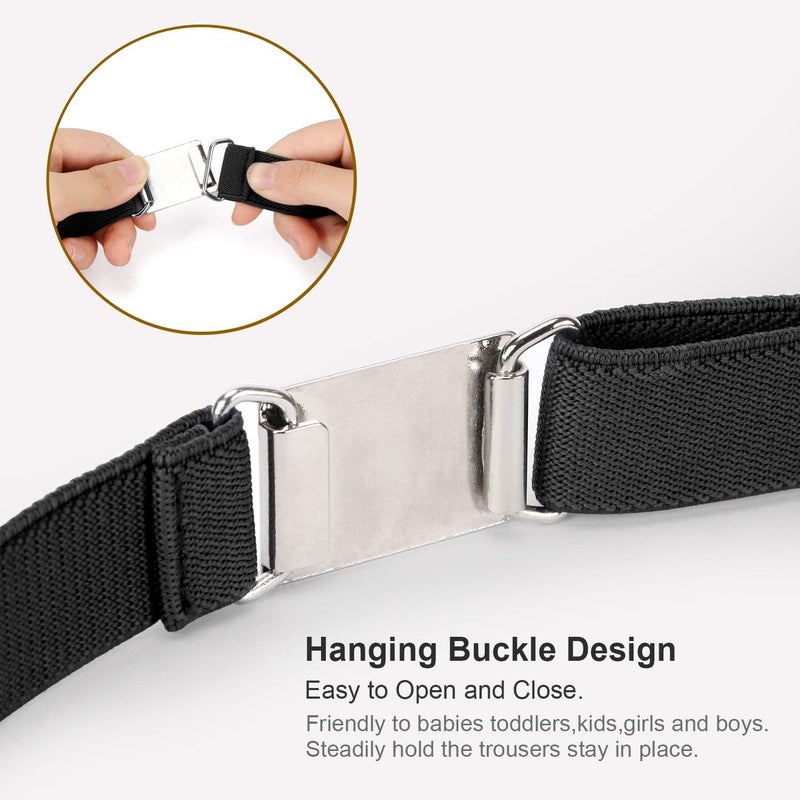 Jas. Good Kids Toddler Belt Elastic Stretch Adjustable Belt for Boys and Girls with Silver Square Buckle 2 Pack - Image 2